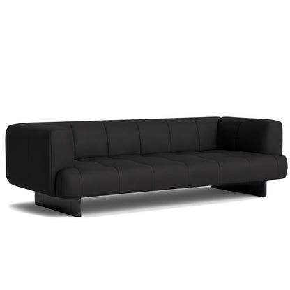 Quilton Lift 3-Seater Sofa by HAY - Black Lacquered Oak Base / Black Sense Leather