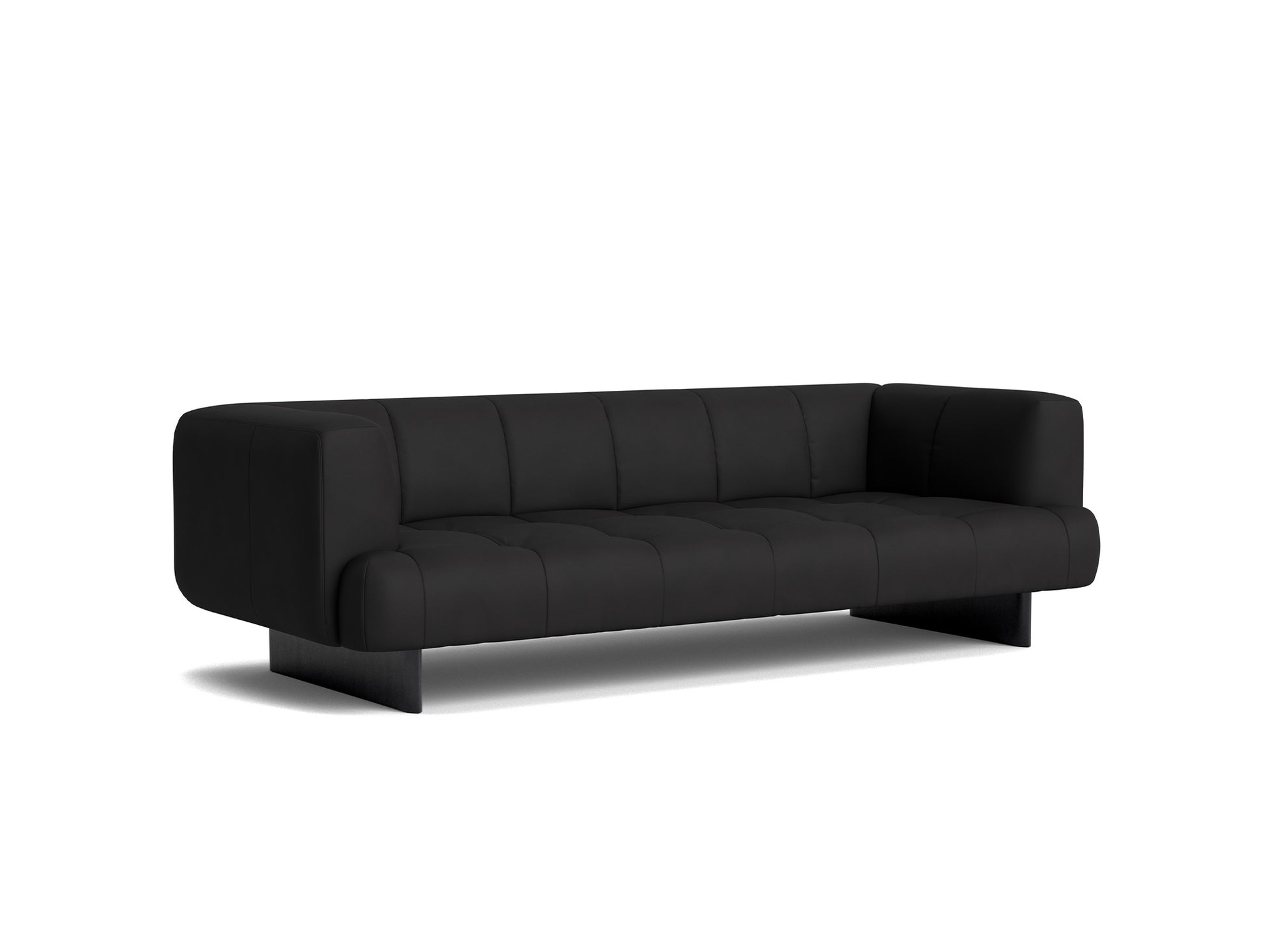 Quilton Lift 3-Seater Sofa by HAY - Black Lacquered Oak Base / Black Sense Leather