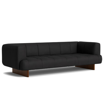 Quilton Lift 3-Seater Sofa by HAY - Lacquered Walnut Base / Black Sense Leather