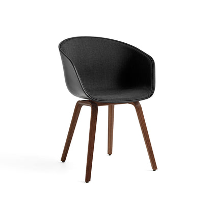 About A Chair AAC 22 - Front Upholstery by HAY - Black 2.0 + Remix 3 183 Shell / Lacquered Walnut Base