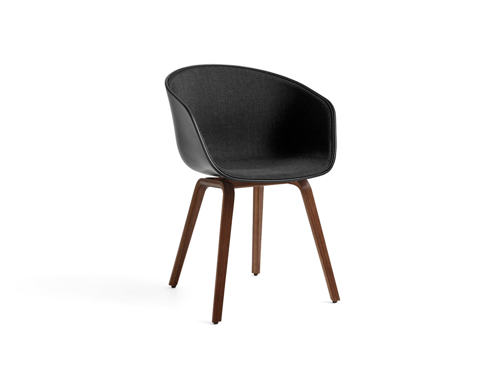 About A Chair AAC 22 - Front Upholstery by HAY - Black 2.0 + Remix 3 183 Shell / Lacquered Walnut Base