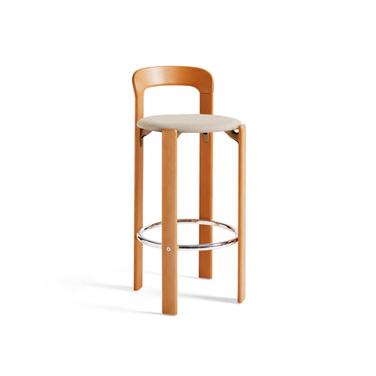 Rey Bar Stool by HAY - Golden Lacquered Beech / Steelcut Trio 213