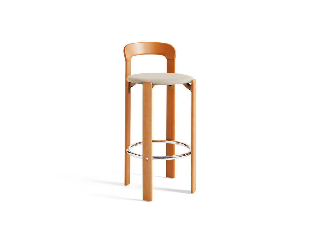 Rey Bar Stool by HAY - Golden Lacquered Beech / Steelcut Trio 213
