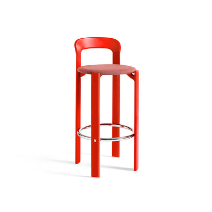 Rey Bar Stool by HAY - Scarlet Red Lacquered Beech / Steelcut Trio 636
