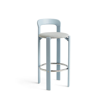 Rey Bar Stool by HAY - Slate Blue Lacquered Beech / Steelcut Trio 113