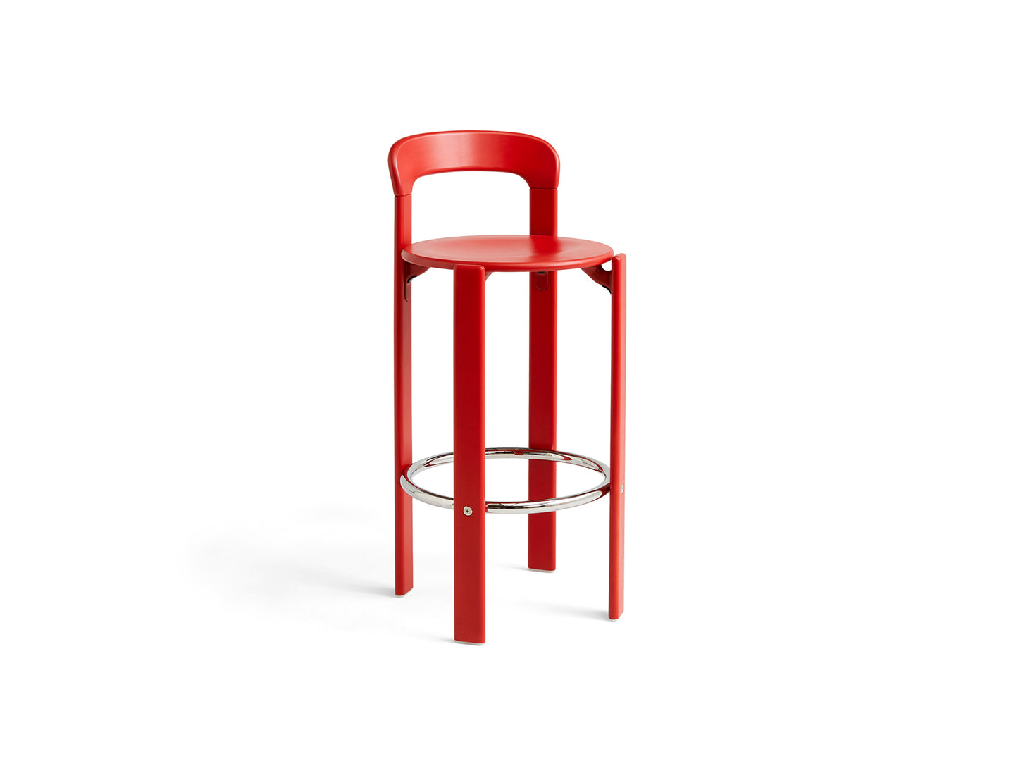 Rey Bar Stool by HAY - Scarlet Red Lacquered Beech