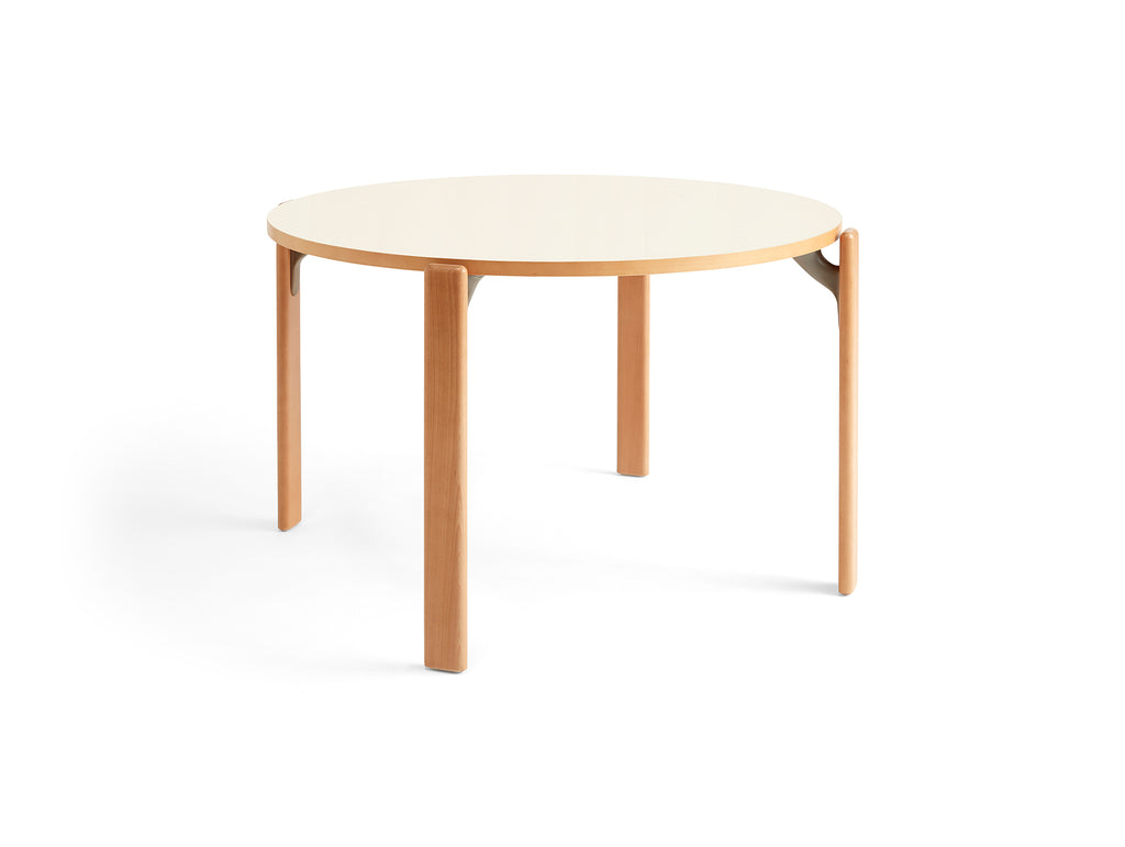 Rey Dining Table by HAY - Ivory White Laminate Tabletop / Golden Beech Frame
