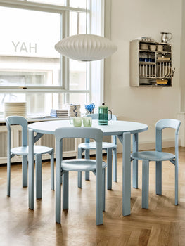 Rey Dining Table by HAY - Gull Laminate Tabletop / Slate Blue Beech Frame