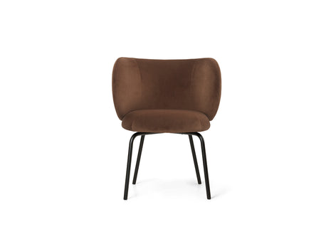 Rico Dining Chair - Fixed Base by Ferm Living - Rich Velvet 36 Soft Brown / Black Base