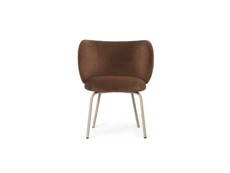 Rico Dining Chair - Fixed Base by Ferm Living - Rich Velvet 36 Soft Brown / Cashmere Base