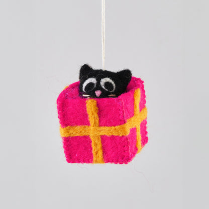 Cat Felted Hanging Decorations - Roland, Cat in a Box