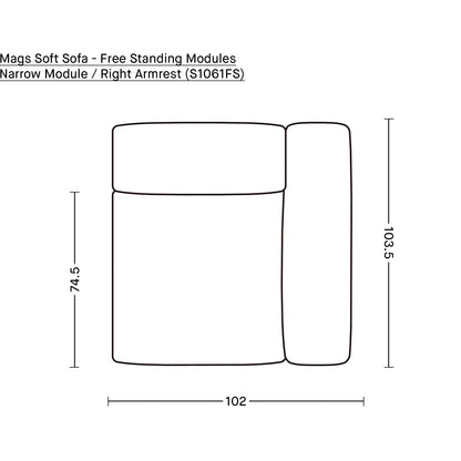 Mags Soft Sofa - Free Standing Modules by HAY / Narrow Module / Right Armrest (S1061FS)