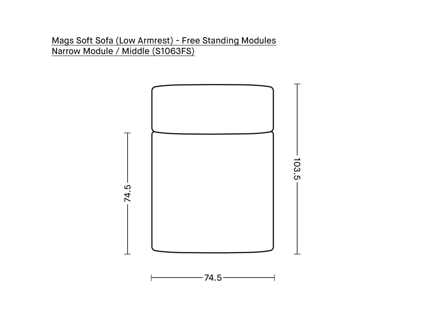 Mags Soft Sofa (Low Armrest) - Free Standing Modules by HAY / Narrow Module / Middle (S1063FS)
