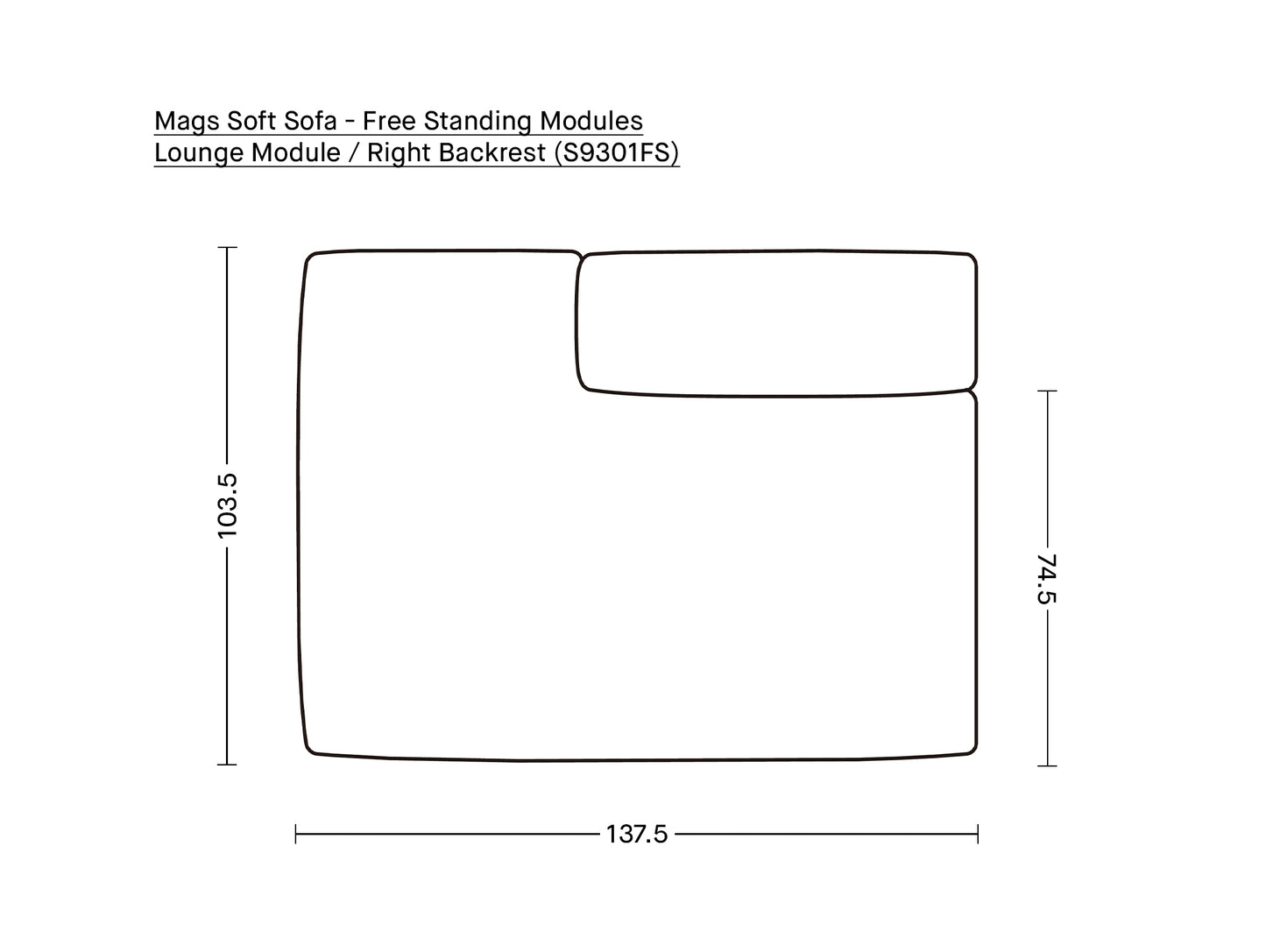 Mags Soft Sofa - Free Standing Modules by HAY / Lounge Module / Right Backrest (S9301FS)