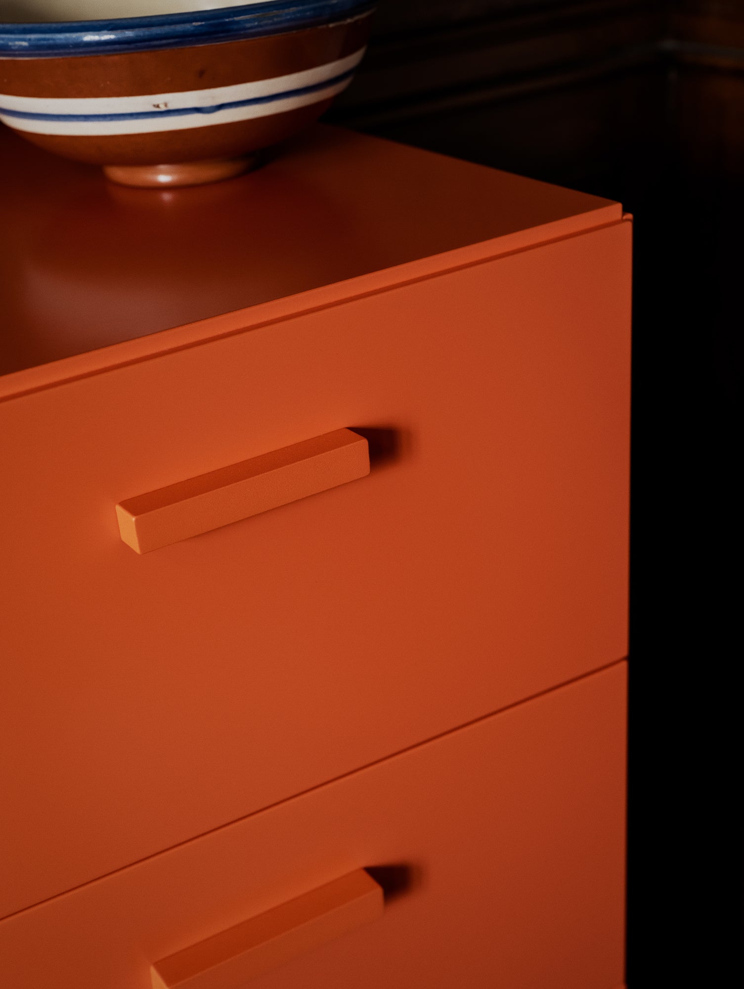 Relief Drawers with Plinth Base - Tall by String -  Orange