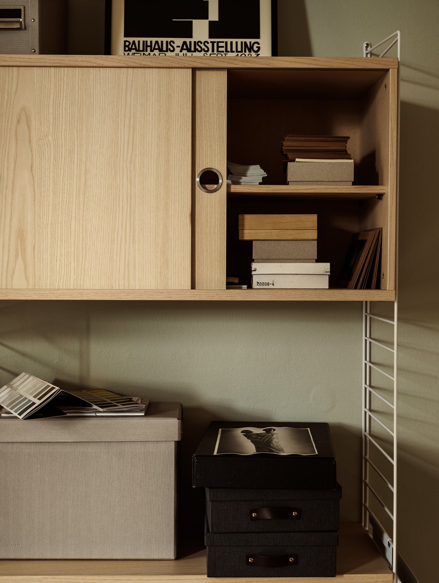 String System Cabinet with Sliding Doors - Ash