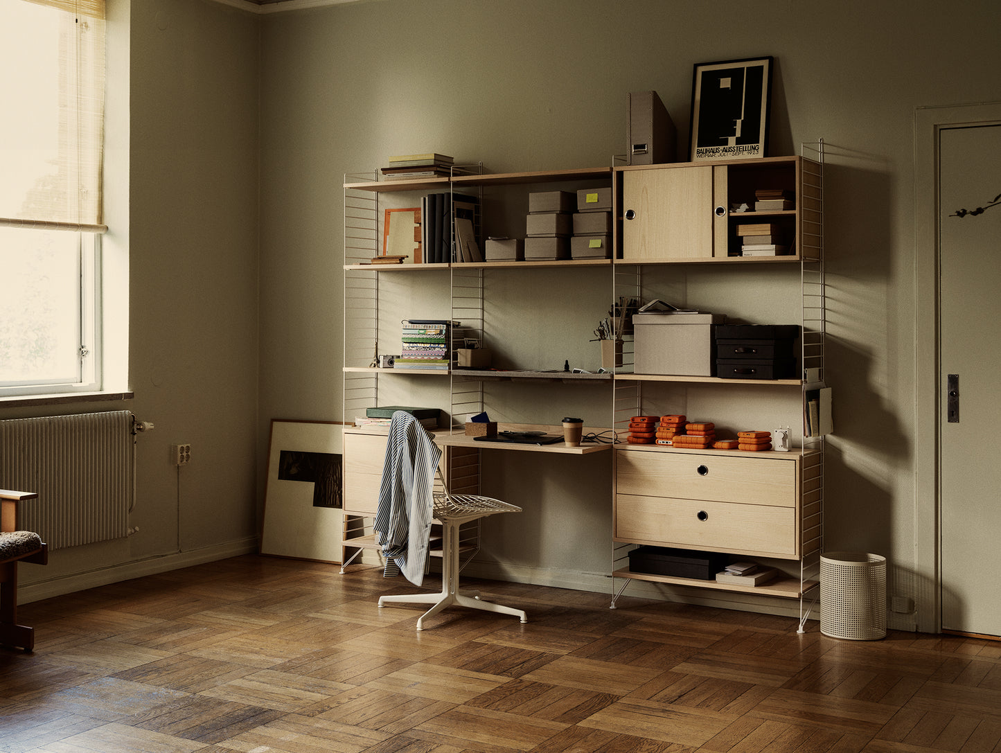 String System Cabinet with Sliding Doors - Ash