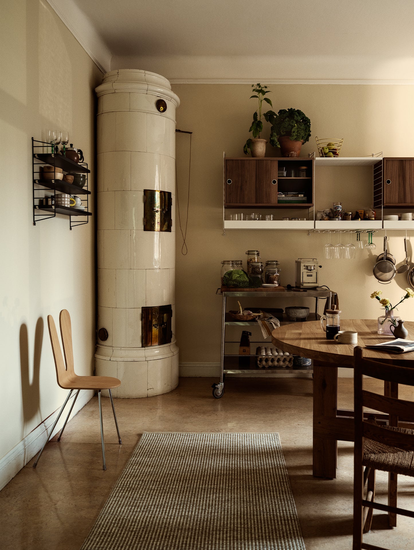 String System Cabinet with Sliding Doors - Walnut
