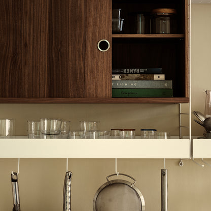 String System Cabinet with Sliding Doors - Walnut