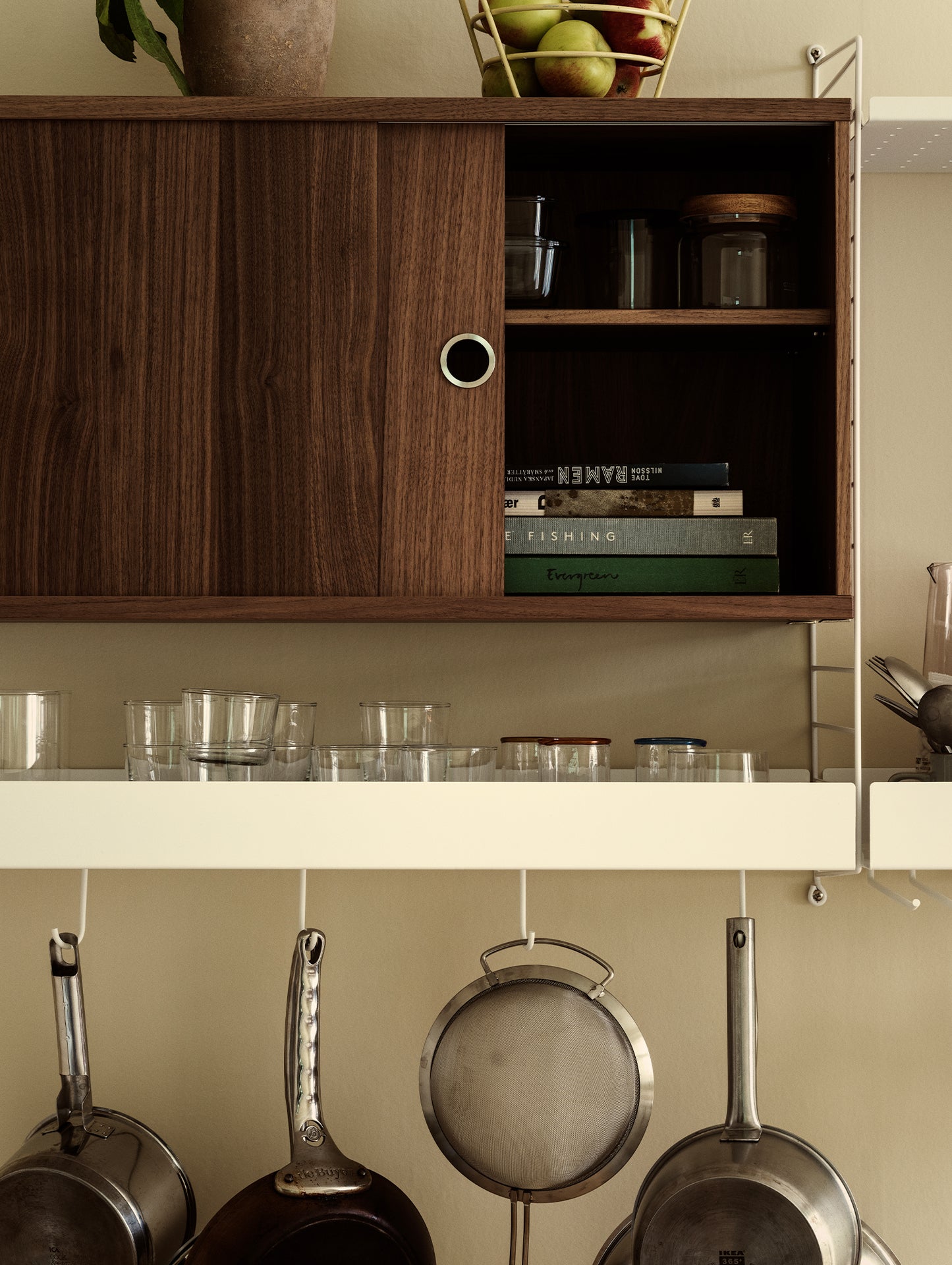String System Cabinet with Sliding Doors - Walnut