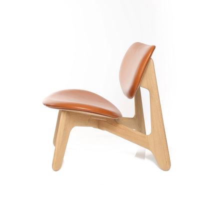 Slab Lounge Chair by Tom Dixon - Natural Oak / Leather Cognac
