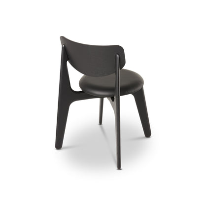Slab Dining Chair Upholstered by Tom Dixon - Black Lacquered Oak / Black Leather