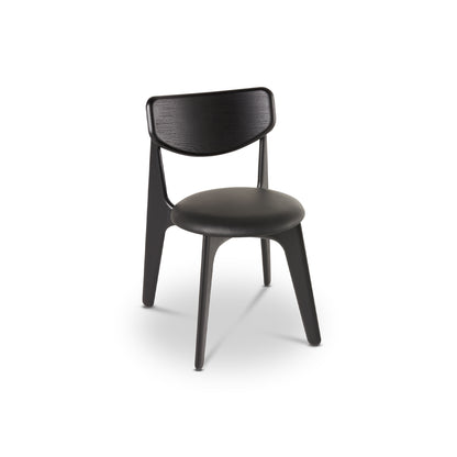 Slab Dining Chair Upholstered by Tom Dixon - Black Lacquered Oak / Black Leather