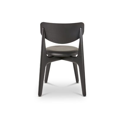 Slab Dining Chair Upholstered by Tom Dixon - Black Lacquered Oak / Black Leather