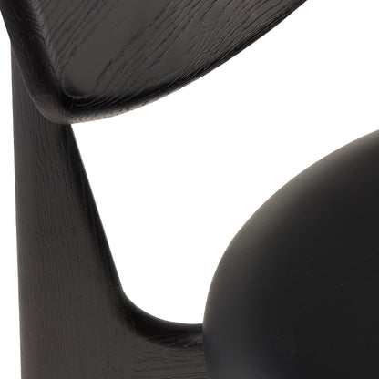 Slab Dining Chair Upholstered by Tom Dixon - Black Lacquered Oak / Black Leather