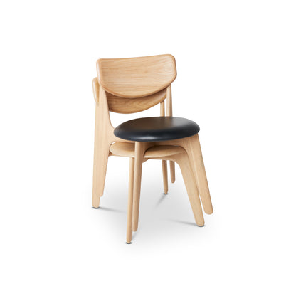Slab Dining Chair Upholstered by Tom Dixon - Lacquered Oak / Black Leather