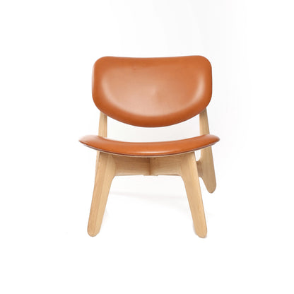 Slab Lounge Chair by Tom Dixon - Natural Oak / Leather Cognac