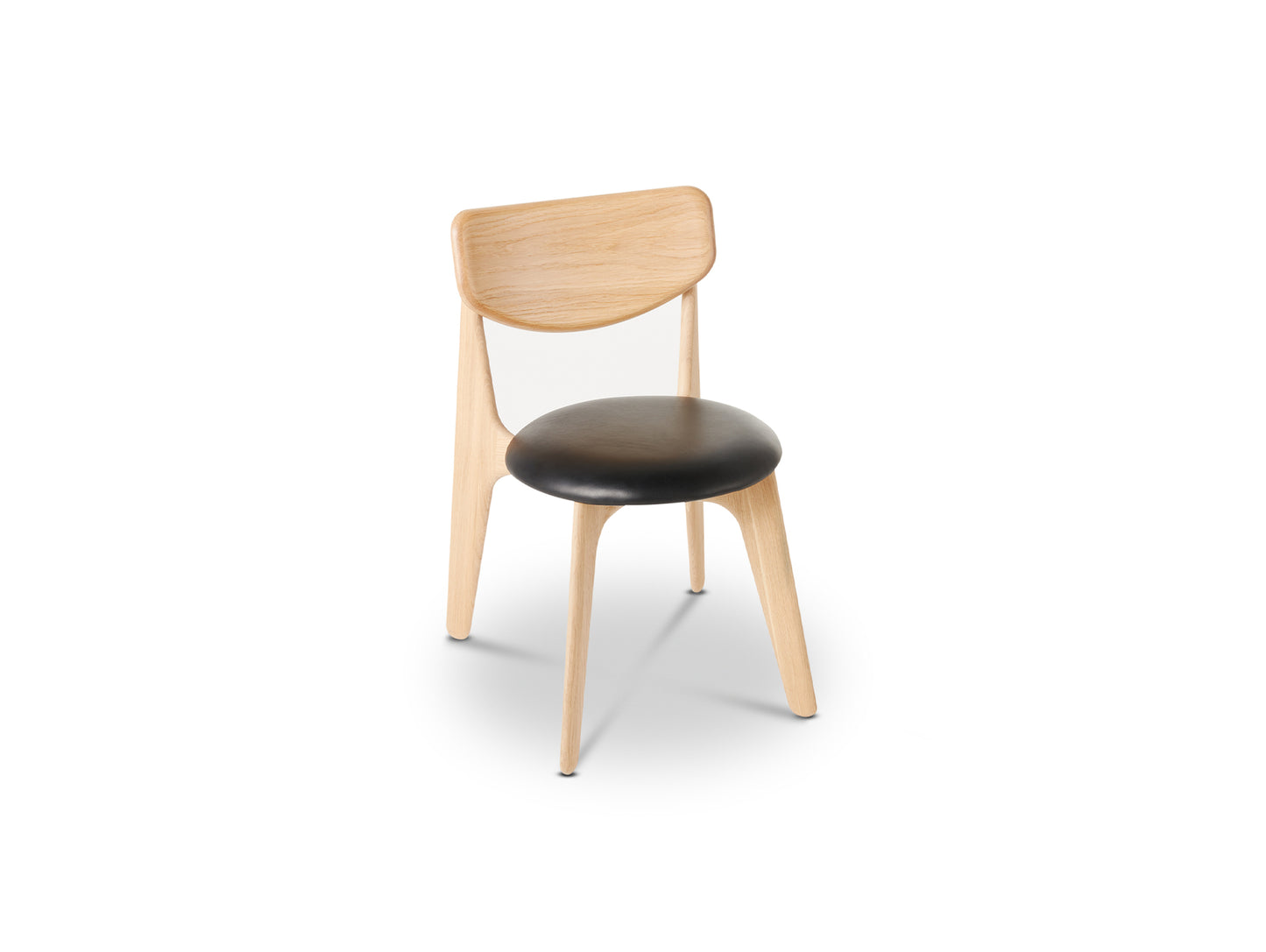 Slab Dining Chair Upholstered by Tom Dixon - Lacquered Oak / Black Leather