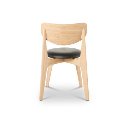 Slab Dining Chair Upholstered by Tom Dixon - Lacquered Oak / Black Leather