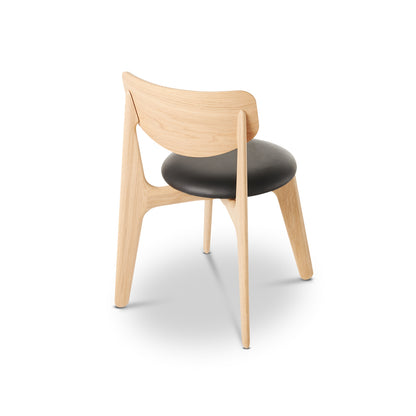 Slab Dining Chair Upholstered by Tom Dixon - Lacquered Oak / Black Leather