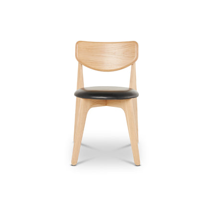 Slab Dining Chair Upholstered by Tom Dixon - Lacquered Oak / Black Leather
