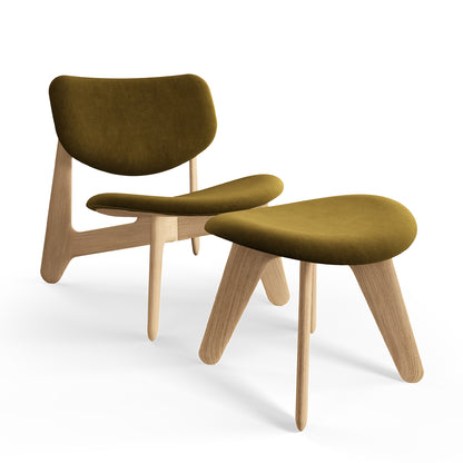 Slab Lounge Chair by Tom Dixon - Natural Oak / Royal Velvet 162