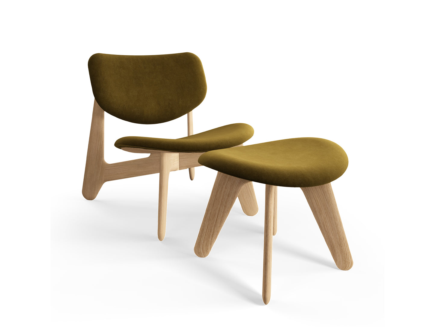 Slab Lounge Chair by Tom Dixon - Natural Oak / Royal Velvet 162