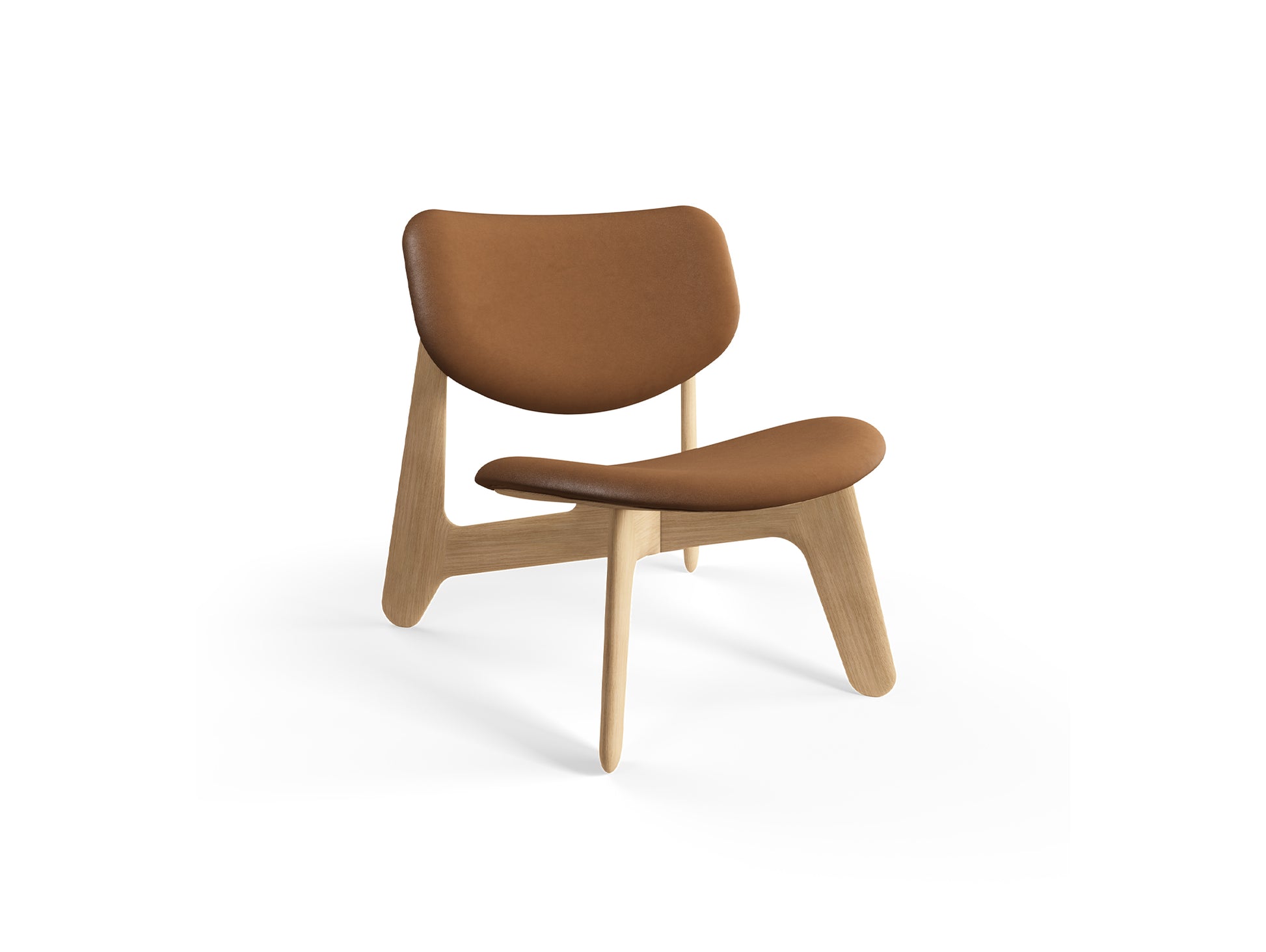 Slab Lounge Chair by Tom Dixon - Natural Oak / Leather Cognac