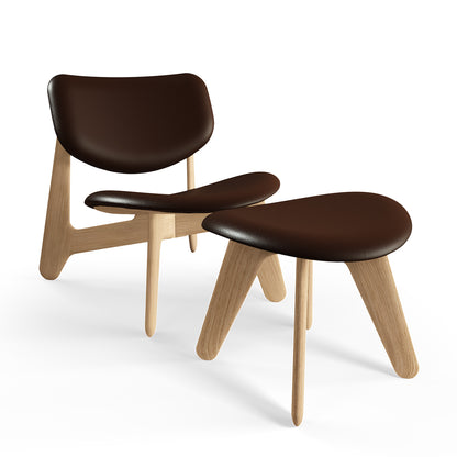 Slab Lounge Chair by Tom Dixon - Natural Oak / Leather Choko