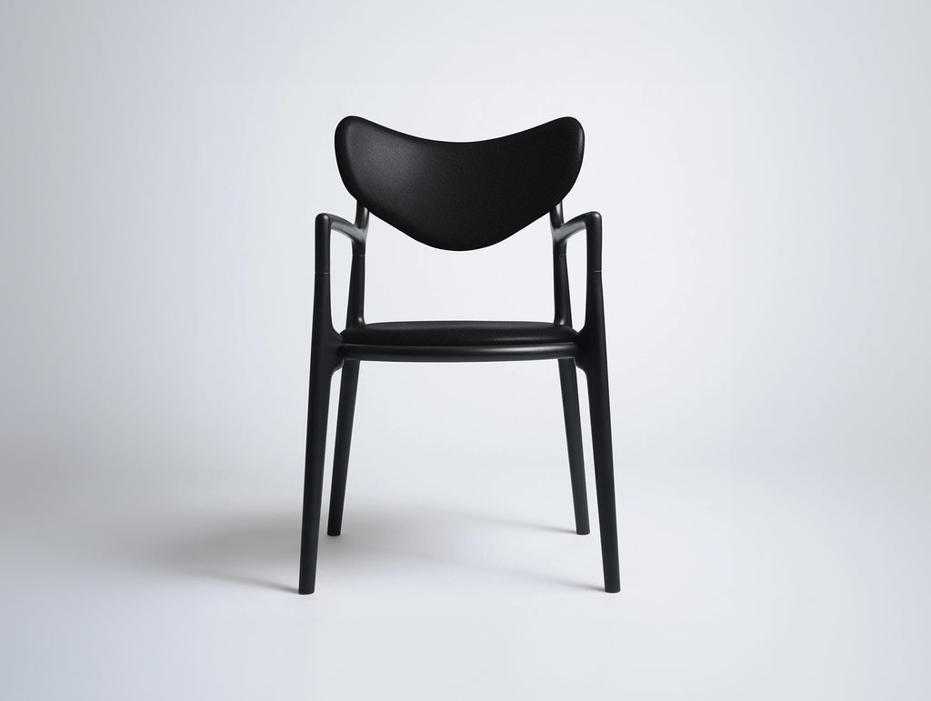 Salon Chair by Ro Collection - Black Lacquered Beech / Standard Sierra Black Leather