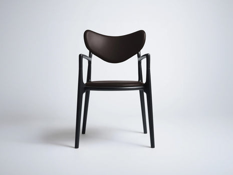 Salon Chair by Ro Collection - Black Lacquered Beech / Standard Sierra Dark Brown Leather