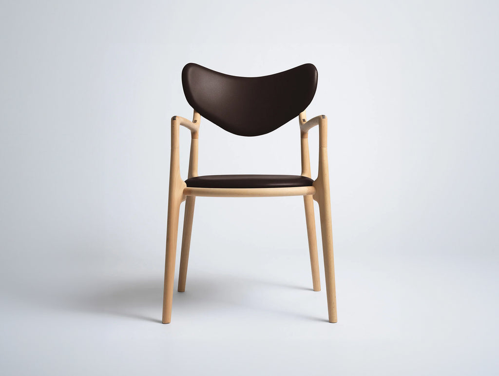 Salon Chair by Ro Collection - Oiled Beech / Exclusive Rio Chocolate Brown Leather