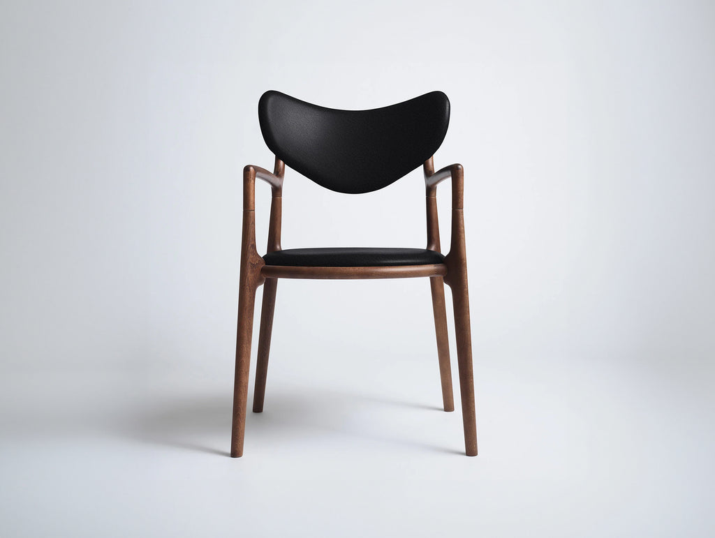 Salon Chair by Ro Collection - Walnut Stained Beech / Standard Sierra Black Leather