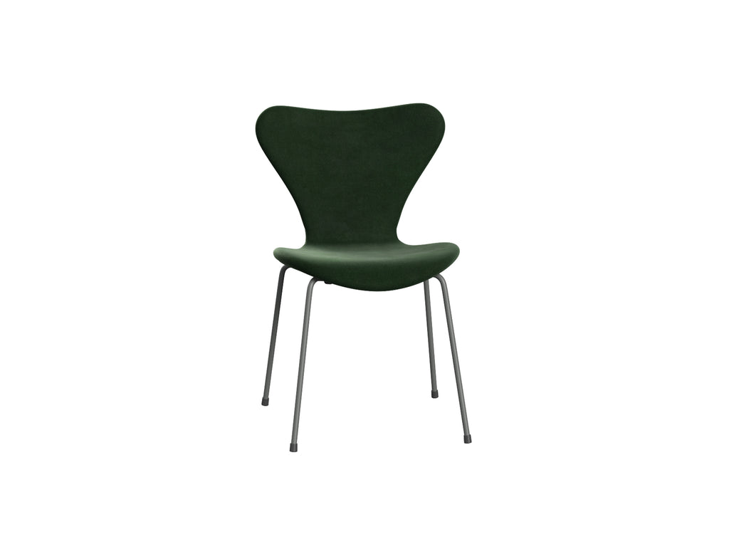 Series 7™ 3107 Dining Chair (Fully Upholstered) by Fritz Hansen - Silver Grey Steel / Belfast Forest Green