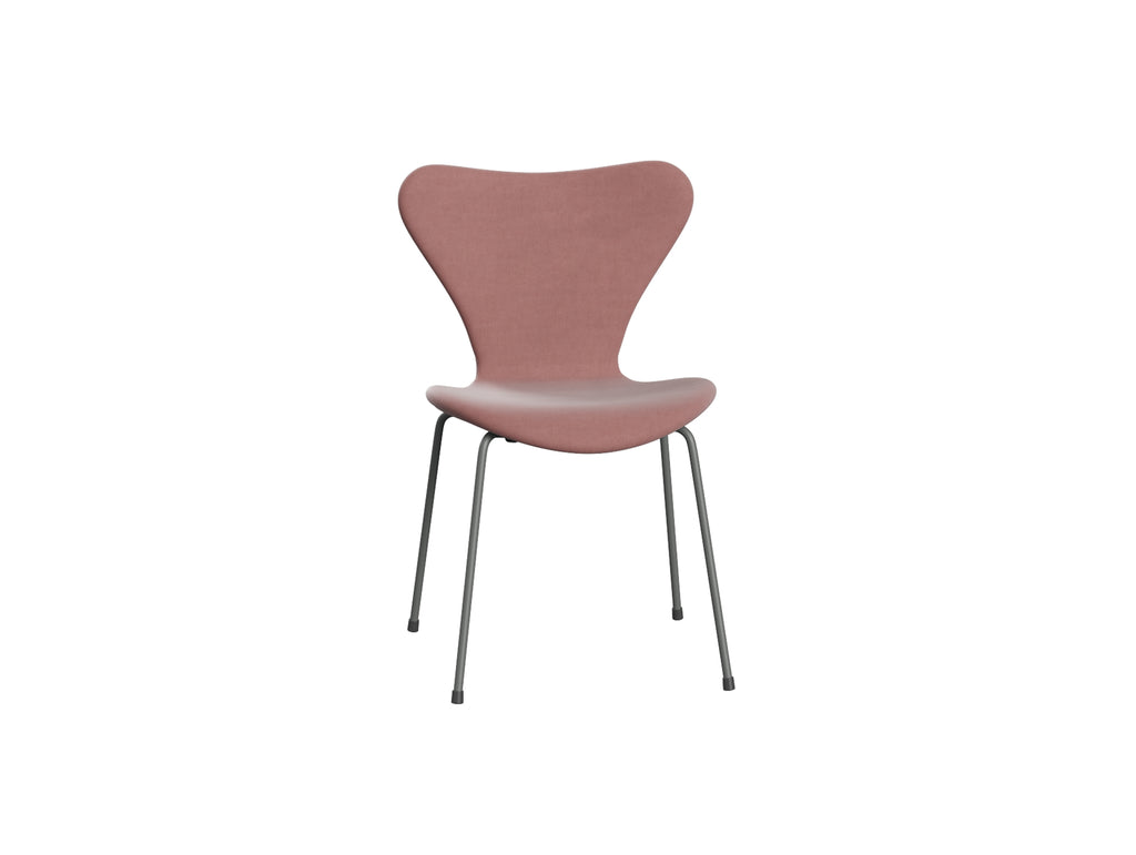 Series 7™ 3107 Dining Chair (Fully Upholstered) by Fritz Hansen - Silver Grey Steel / Belfast Misty Rose