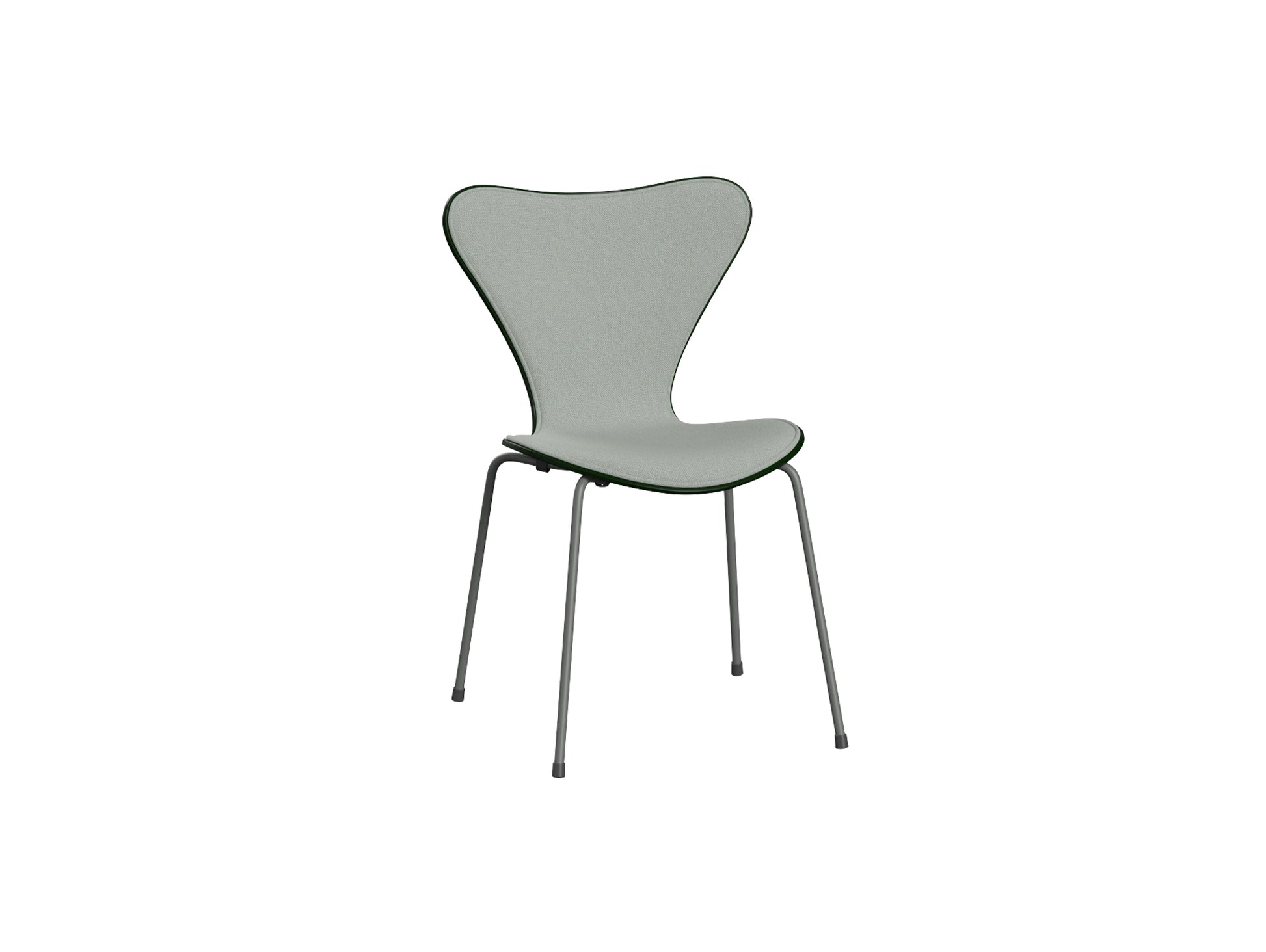 Series 7™ 3107 Dining Chair (Front Upholstered) by Fritz Hansen - Silver Grey Steel / Front: Sunniva 3 132 / Back: Evergreen Lacquered Veneer