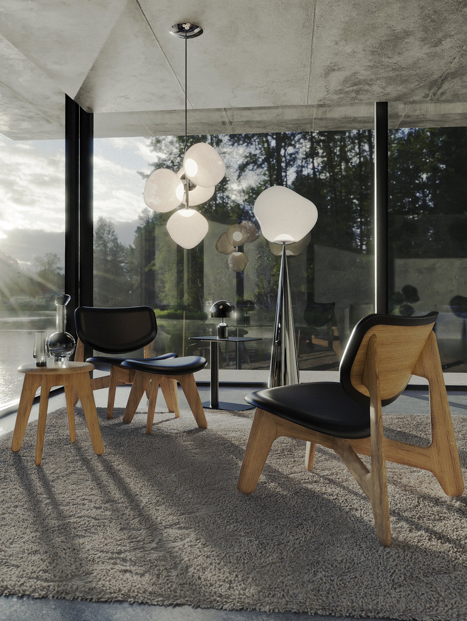 Slab Lounge Chair by Tom Dixon - Natural Oak / Leather Black