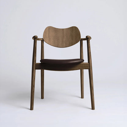 Regatta Chair Seat Upholstered by Ro Collection - Smoked Oak / Exclusive Rio Chocolate Brown Leather