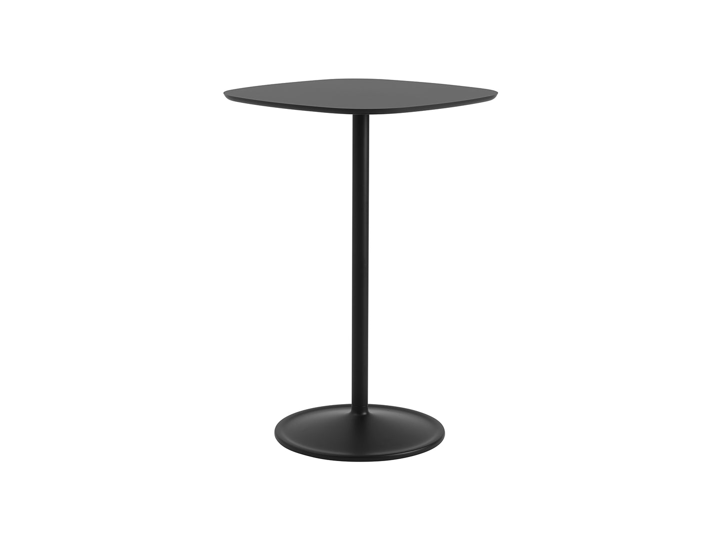 Soft Cafe Table by Muuto - Square (70x70 cm) / Height: 105 cm / Black Nanolaminate Top / Black Aluminium Base