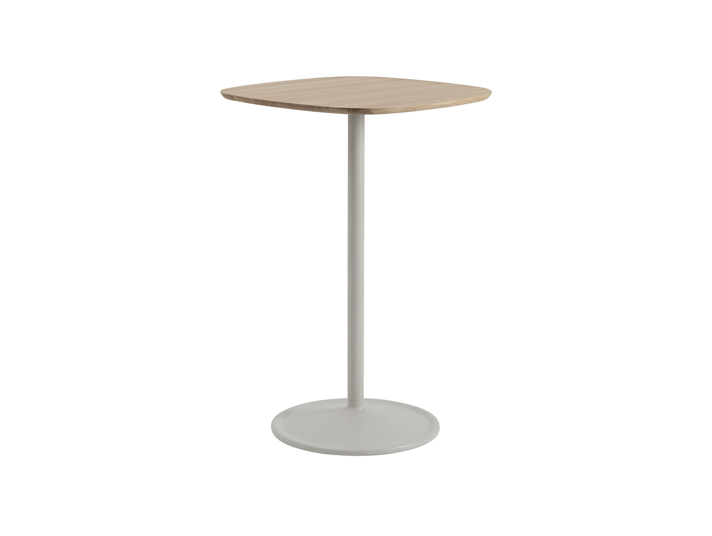 Soft Cafe Table by Muuto - Square (70x70 cm) / Height: 105 cm / Solid Oiled Oak Top / Grey Aluminium Base